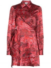 GANNI printed wrap mini dress printed wrap mini dress at Farfetch